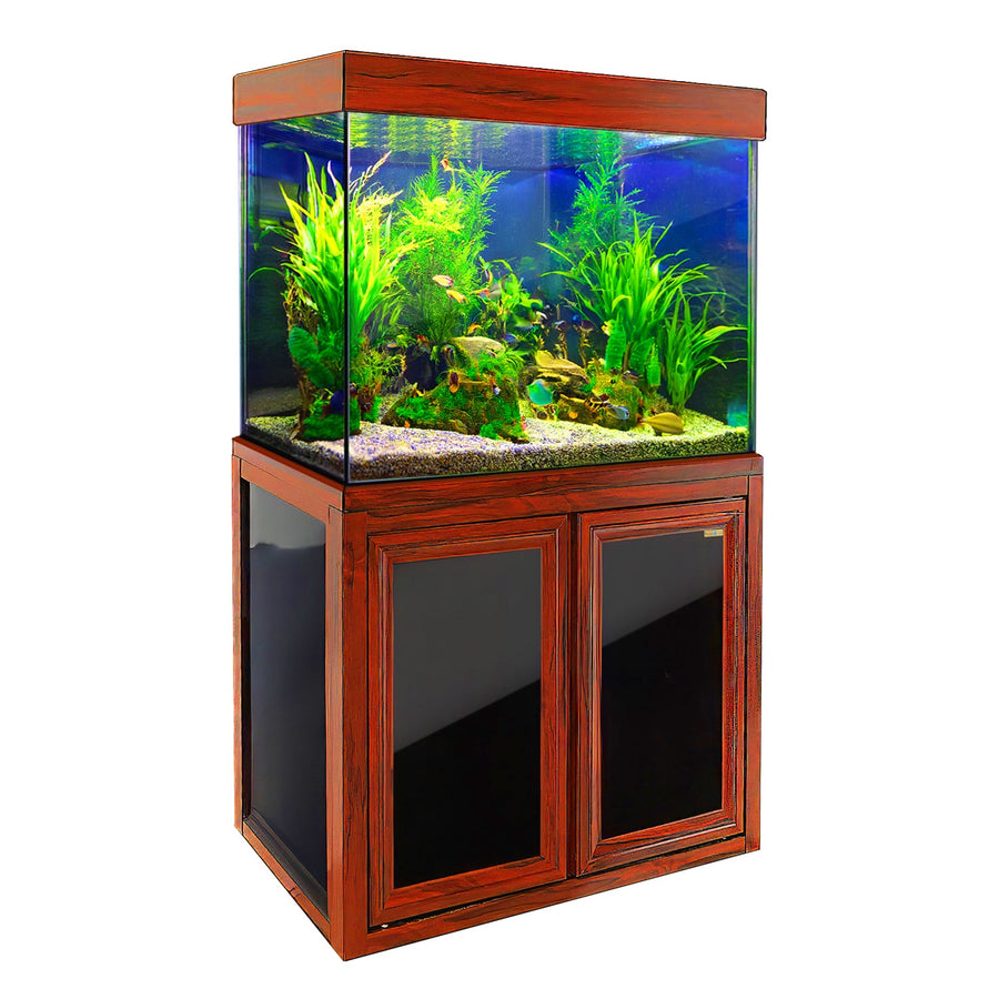Acuario de vidrio templado Aqua Dream de 100 galones en secuoya