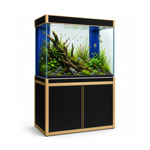 Aqua Dream 100 Gallon Tempered Glass Aquarium Black and Gold