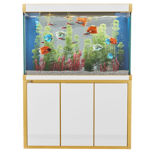 Aqua Dream 135 Gallon Tempered Glass Aquarium White and Gold
