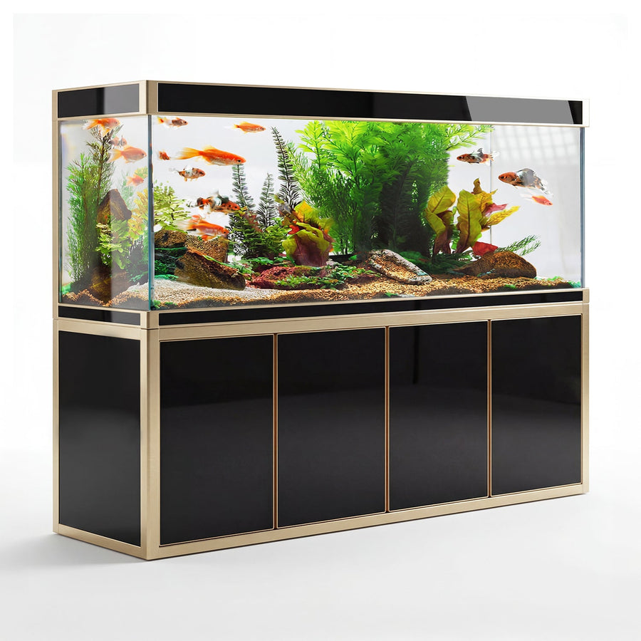 Aqua Dream Fish Tank 220 Gallon Tempered Glass Aquarium Black and Gold