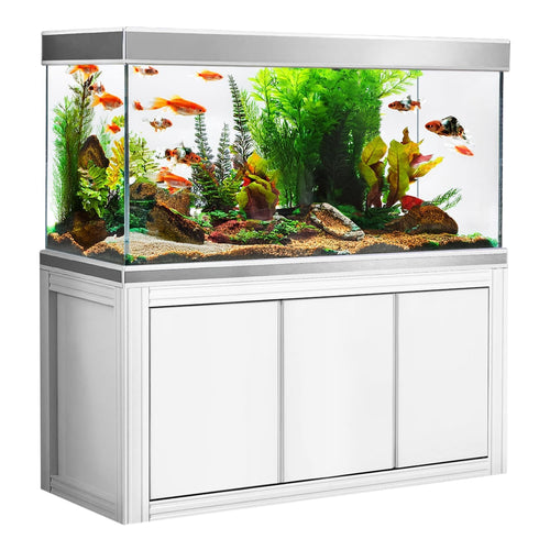 Aqua Dream 145 Gallon Tempered Glass Aquarium White and Silver with Premium Filtration System