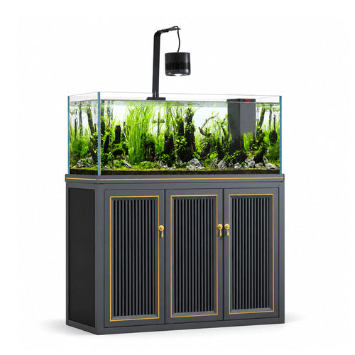175 Gallon Plants Ranchu Aquarium with Ultra Clear Glass and Built in Sump All Black