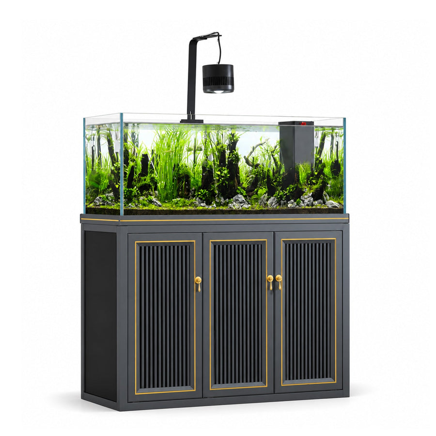175 Gallon Plants Ranchu Aquarium with Ultra Clear Glass and Built in Sump All Black