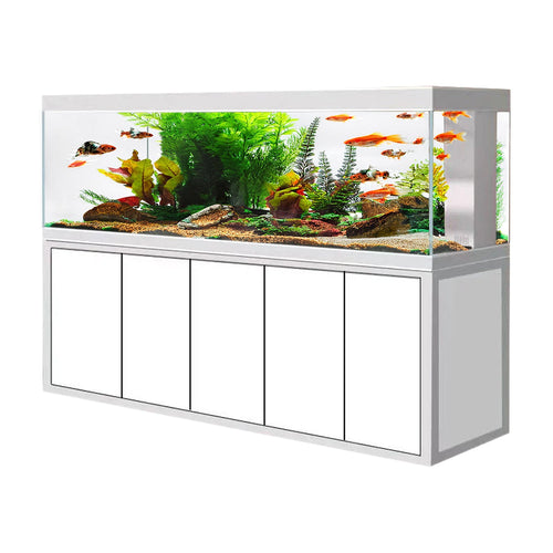 Aqua Dream Tempered Glass Aquarium 400 Gallon Fish Tank Complete Set White Silver - Updated