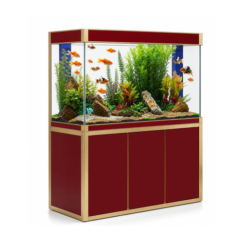 Aqua Dream 135 Gallon Tempered Glass Aquarium Red and Gold