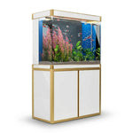 Acuario de 100 galones – Cristal templado blanco y dorado