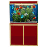 Acuario de vidrio templado Aqua Dream de 100 galones, rojo y dorado