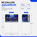100 Gallon Coral Reef Aquarium Ultra Clear Glass Tank & Built in Sump White