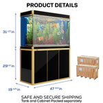 Pecera Aqua Dream de 135 galones de vidrio templado negro con dorado