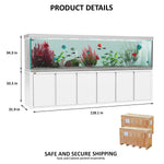 Acuario todo en uno de 500 galones con soporte de aluminio, sumidero incorporado y luz LED | Tanque de vidrio templado ultra claro de bajo contenido en hierro — Listo para agua salada y dulce, blanco plateado