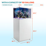 50 Gallon Reef Tank Aquarium Ultra Clear Glass & Built in Sump All White