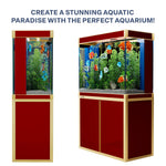 Acuario de vidrio templado Aqua Dream de 100 galones, rojo y dorado