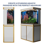 Acuario de 100 galones – Cristal templado blanco y dorado