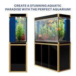 Pecera Aqua Dream de 135 galones de vidrio templado negro con dorado