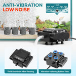 Oxygen Air Pump Output 4×89 GPH 4-Outlet Aerator Pump for 1000-Gallon Pond, Adjustable Flow