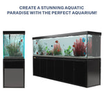 Acuario todo en uno de 500 galones con soporte de aluminio, sumidero incorporado y luz LED | Tanque de vidrio templado ultra claro con bajo contenido de hierro, apto para agua salada y dulce, todo en negro