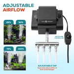 Oxygen Air Pump Output 4×89 GPH 4-Outlet Aerator Pump for 1000-Gallon Pond, Adjustable Flow