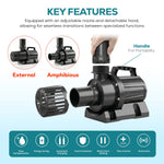 Aqua Dream 5810 GPH External & Submersible Pond Pump 250W Variable Frequency with External Controller