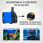 Aqua Dream 320 GPH Submersible Pond & Fountain Pump | Epoxy-Sealed, Adjustable Flow, UL Listed – Waterfall, Hydroponics & Aquaponics Water Feature Pump, 22W, 12 ft SJTW 3-Prong Cord
