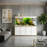 Aqua Dream 220 Gallon Tempered Glass Aquarium White and Gold