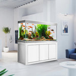 Acuario Aqua Dream de 145 galones con cristal templado blanco y plata con sistema de filtración premium