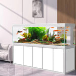 Pecera de vidrio templado Aqua Dream 400 galones con set completo color blanco y plateado - Actualizado