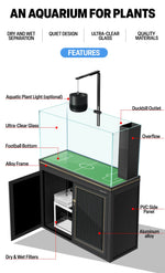 50 Gallon Aquarium with Cabinet Stand | Modern Glass Fish Tank - Dark Grey