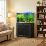 50 Gallon Aquarium with Cabinet Stand | Modern Glass Fish Tank - Dark Grey