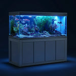 Acuario todo en uno de 984 litros con mueble, sumidero húmedo-seco integrado, luz LED y bomba de 6492 LPH | Pecera de vidrio templado de bajo contenido en hierro ultratransparente — Apto para agua salada y dulce, blanco y y plateado