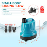 Aqua Dream 1188 GPH Bottom Suction Water Pump - 90W Energy Efficient, Low-Suction