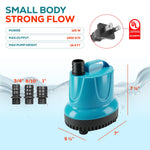 Aqua Dream 1452 GPH Bottom Suction Water Pump - 125W Energy Efficient, Low-Suction