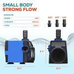 530 GPH Submersible Pond & Fountain Pump | Adjustable Flow, Epoxy-Sealed, UL Listed – Waterfall, Hydroponics & Aquaponics Water Feature Pump, 45W, 3-Prong SJTW Cord